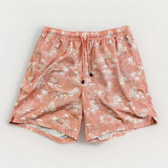 Peter Millar Pink White Palm Trees Swim Trunks Shorts Men's Size Large Beach - Picture 1 of 7